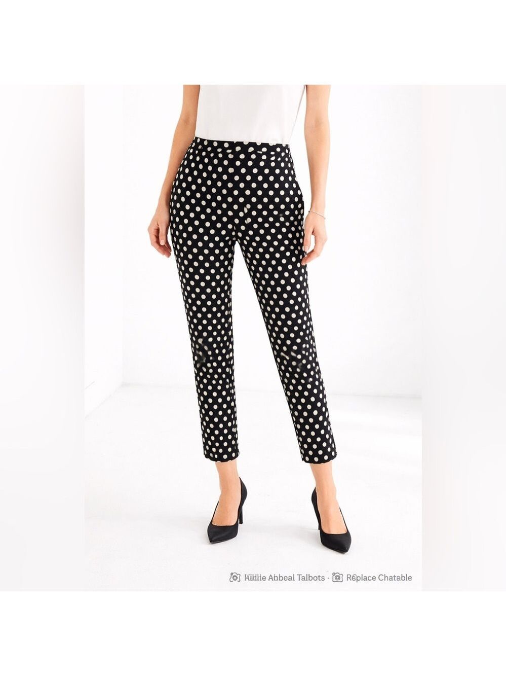Talbots PETITE RSVP Chatham Ankle Pants 10P Polka Dot Jacquard